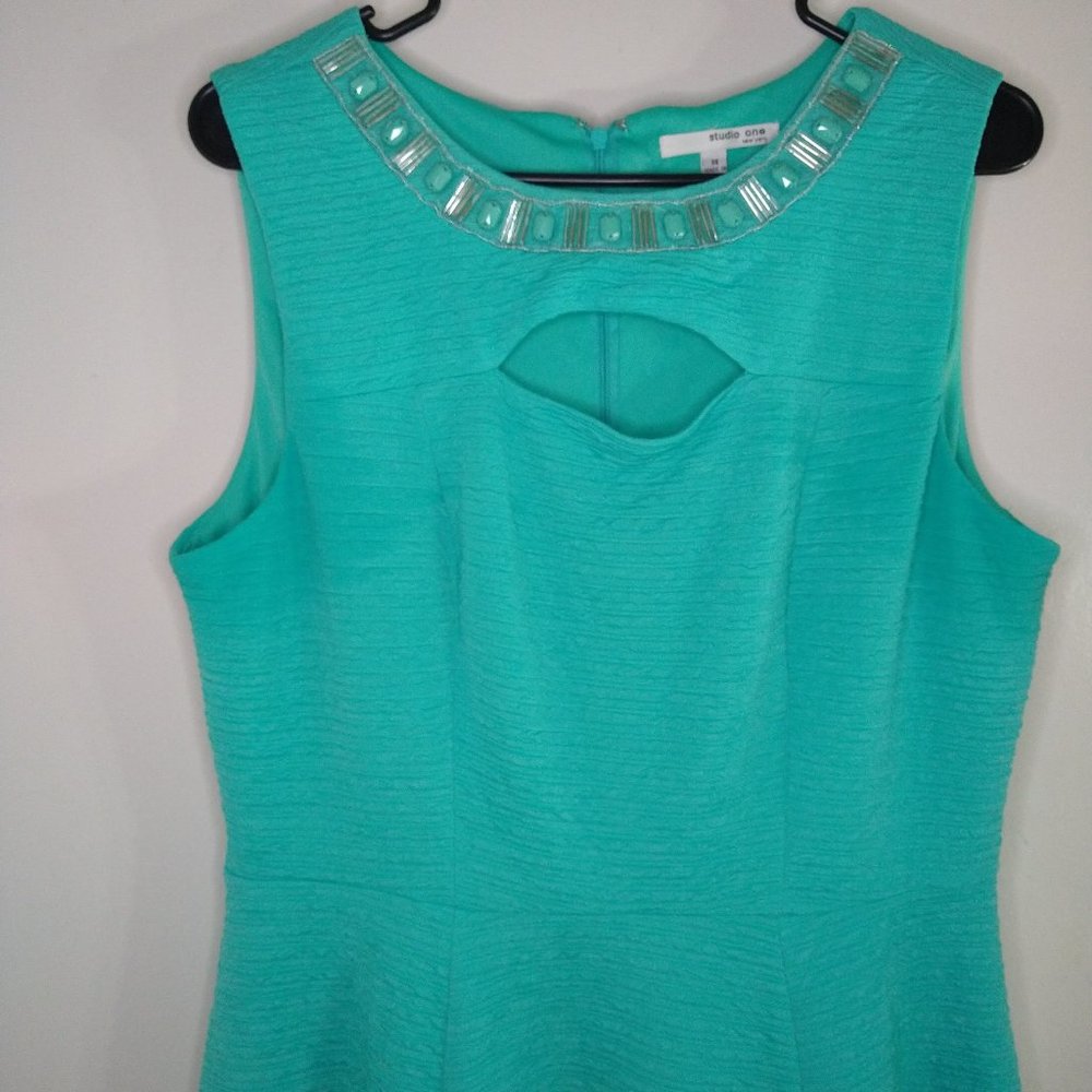 Studio One Turquoise beaded Dress size 14